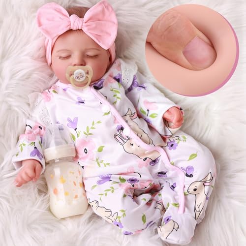 BABESIDE Lifelike Reborn Baby Dolls Girl with Poseable Body, Realistic Real Life Baby Dolls with Accessories for 3+ Year Old Girls Gifts, Pretend Play, Collection, 20 inches