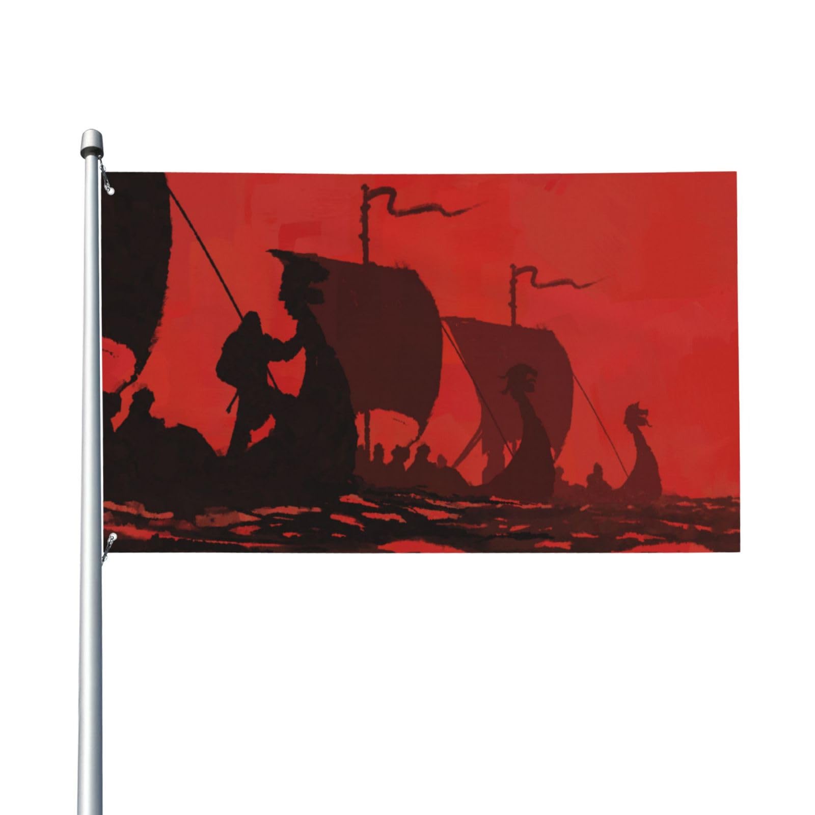 2x3ft (60x90cm) Decorative House Flag Yard Banner, Drakkars Viking Boats Sail Warriors Printing, Garden Flags, Hanging Flag Decor
