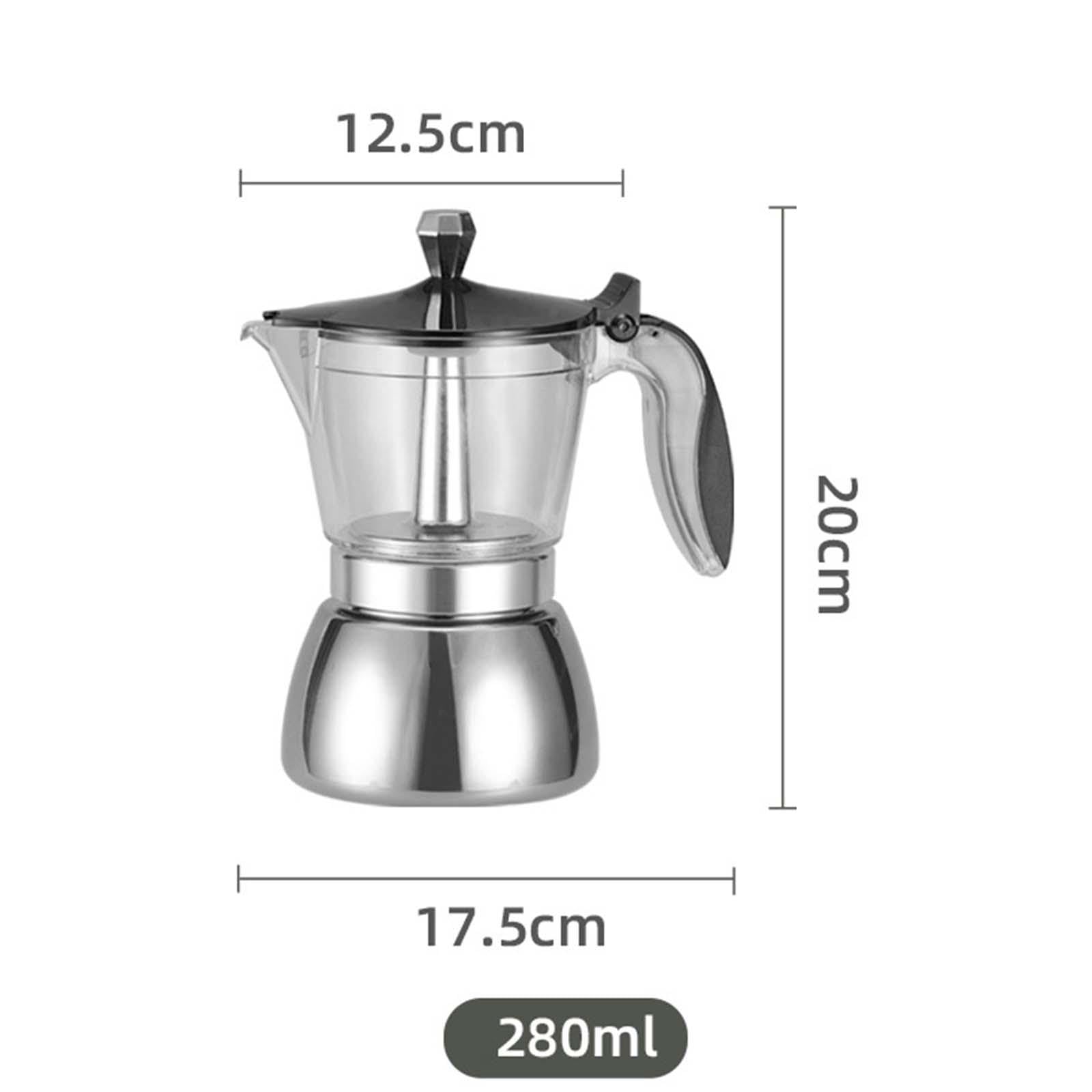 Cafetera Espresso para Estufa, Cafetera con Mango Ergonómico para Cafetería, Camping Al Aire Libre, 280 ml, Individual