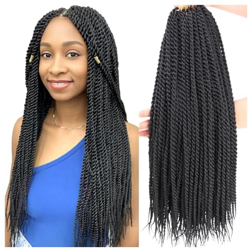 8 Packs Senegalese Twist Crochet Braids Hair for Black Women Havana Twist Crochet Hair Medium Twist Prelooped Synthetic Braiding Hair Extensions (18 Inch Offblack1B#)