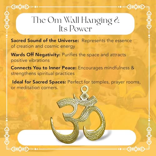 Image of Ekhasa Brass Om Wall Hanging Yantra | Om for Door Entrance for Vastu | Swastik Ohm Front Door Decoration Items | Goodluck, Positive Energy, Religious Symbols, Pooja Temple Decor, House Warming Gift