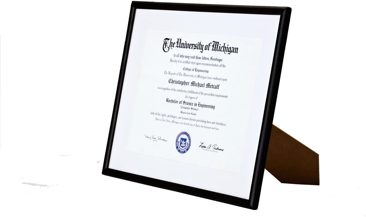 Displays2go PFHS811W3B Certificate and Document Frame, 8.5 x 11, (Set