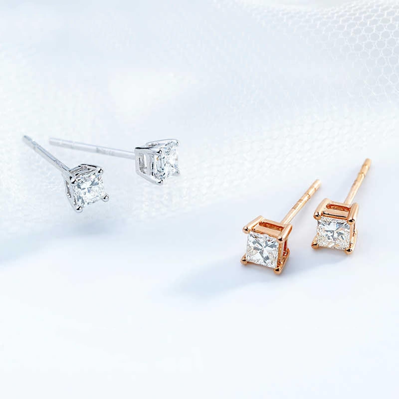Kolczyki w stylu vintage, eleganckie kolczyki z diamentem 0,5 ct, białe złoto, prezent dla kobiet