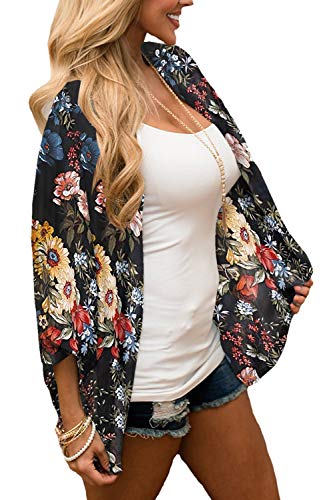 Image of CASURESS Women's Cardigan-Sheer Kimono Loose Summer Floral Print Cover Ups