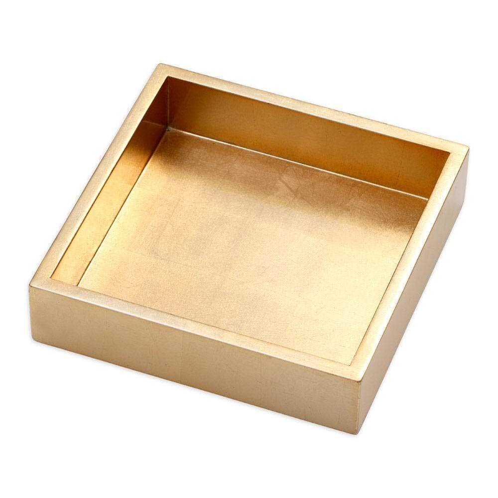 Caspari Gold Lacquer Luncheon Napkin Holder – Fits 6.5x6.5 Inch Paper Napkins – Decorative Square Holder with Gold Foil Accents, 7.5" x 7.5"