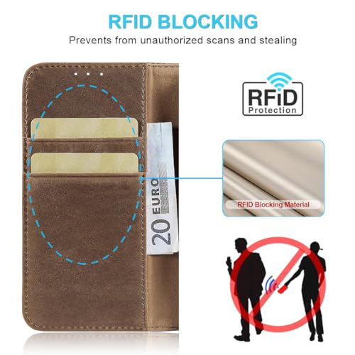 Coque cuir véritable iPhone 13 Mini étui portefeuille marron