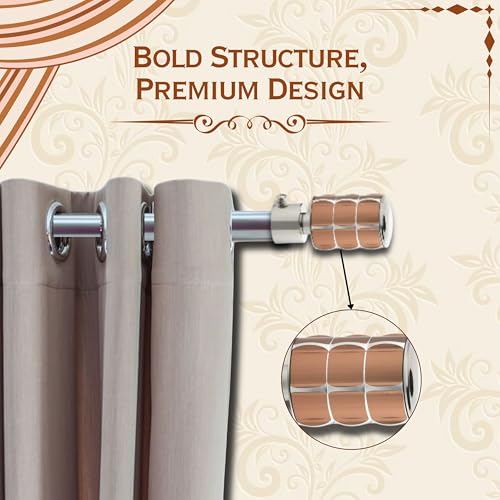 Image of GLOXY Stainless Steel Curtain Brackets - Curtain Holder for 1-Inch Rod - Curtain Rod End Cap - Square Shape Finish Curtain Holders for Stylish Wall Decoration Items for Hall - Bracket (Copper 5 Pair)