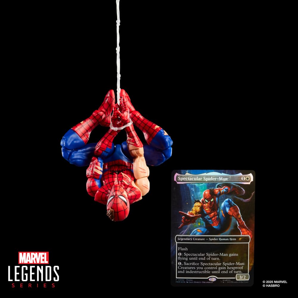 Marvel Legends Series Magic: The Gathering, giocattolo action figure di Spider-Man ferito in battaglia da 15 cm e carta con foil esclusiva collezionabile per gioco di carte