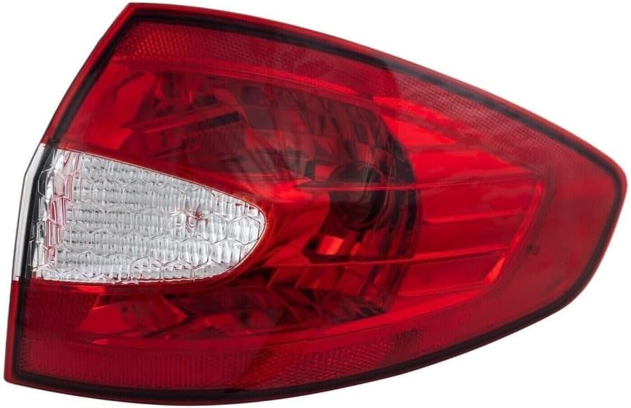 KarParts360 For Ford Fiesta 2011 2012 2013 Tail Light Driver Side | Red and Clear Lens | On Body | With Bulb | Sedan | Replacement For FO2804105 | BE8Z13405A