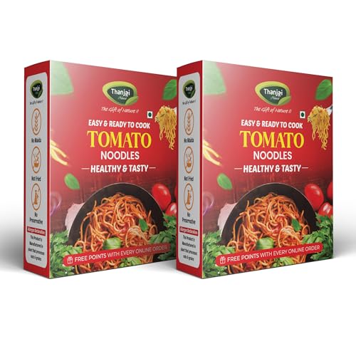 Thanjai Natural Tomato Noodles 180 Grams X 2 (No Maida Hakka Noodles, Not Fried, No MSG, Classic and Mild Millet Noodles No Preservatives, No Chemicals, No Artificial Extract)