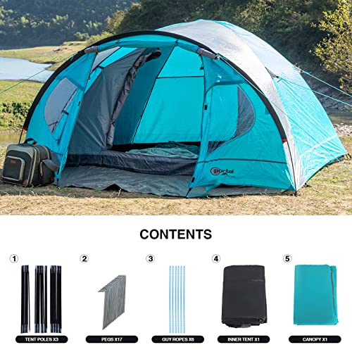 Portal Zelt 3-4 Perosonen Camping wasserdicht 4000mm Kuppelzelt mit Vorzelt Familienzelt Festivalzelt für Camping Reise Garten