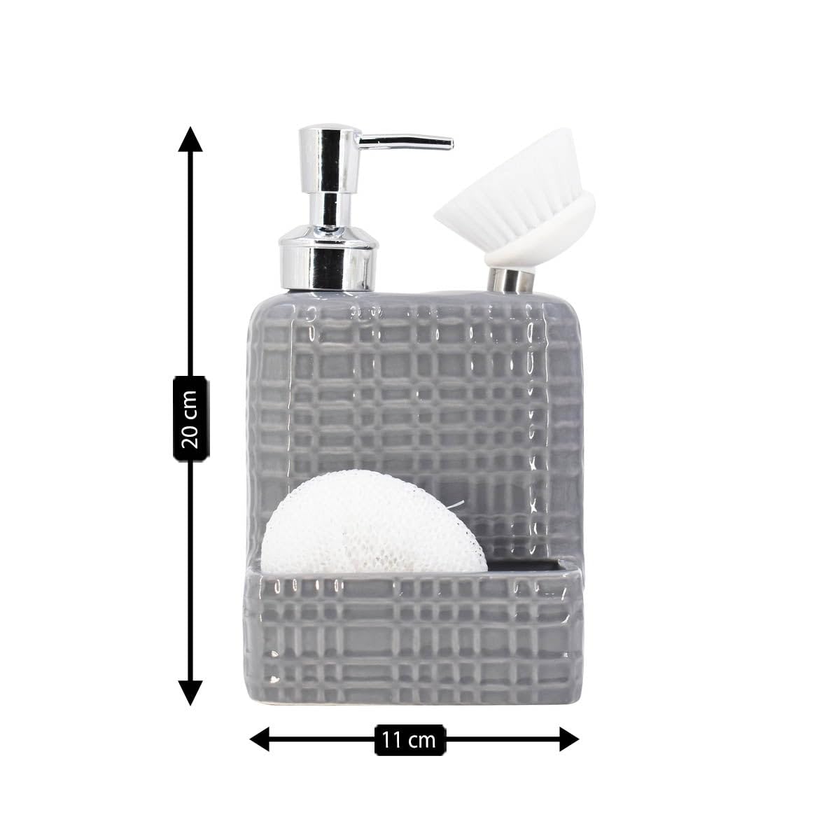 SaSaSa Ceramic Soap Dispenser for Bathroom handwash, refillable Pump Bottle for Kitchen Hand wash Basin, Set of 1, Grey (8209) 1
