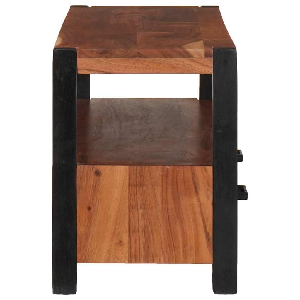 Meble medialne Lowboard brązowa 110 x 30 x 40 cm lite drewno akacjowe szafka pod telewizor z regałem i szufladami do salonu, kina domowego, miejsce do przechowywania i półka na regał Hifi