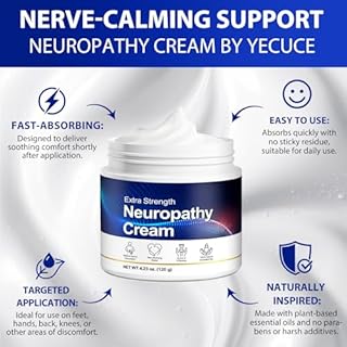 Extra Strength Neuropathy Relief Cream with Plant-Based Essential Oils - Soothes Nerve Discomfort, Muscle & Joint Pain, Deeply Hydrating with Aloe & Shea Butter, Non-Greasy & Non-Irritating, 120g