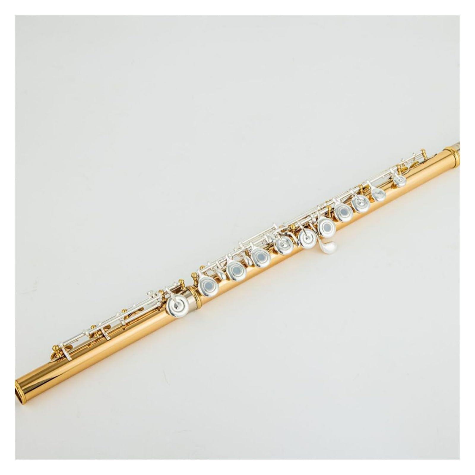 Set di flauti, Strumento a fiato, Flauto Standard in Do, 17 Fori, Corpo in Bronzo Dorato Francese.,