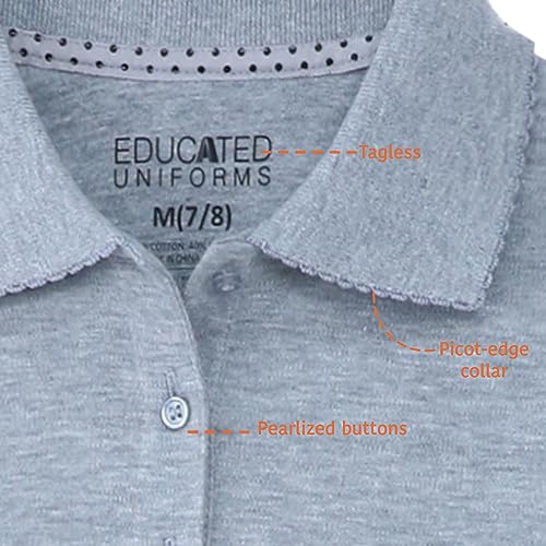 Image of Girls 2T-20 Long Sleeve Pique Polo Uniform Shirt