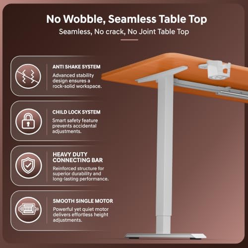 Image of Neurac Velocity Height Adjustable Table, Baverian Beach, 140x60cm | 80 - 120 Kg Weight Capacity 5 Year Warranty Sit-Stand Table 3 Memory Preset