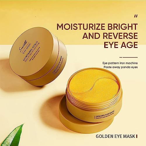 60Pcs Augenpads Eye Mask,Augenpads,Anti Aging Eye pads,Eye Pads Collagen Augenmaske,Augenpads Gegen Augenringe Tränensäcke & Fältchen, Geschenke für frauen 30 Paar(goldene)