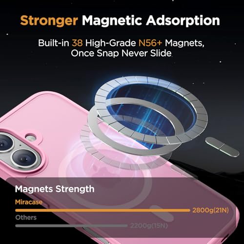 Image of Miracase Magnetic Series for iPhone 16 Case [Compatible with MagSafe] Military-Grade Protection, Anti-Fingerprint, Slim Phone Case for iPhone 16 6.1 inch - Messy Pink