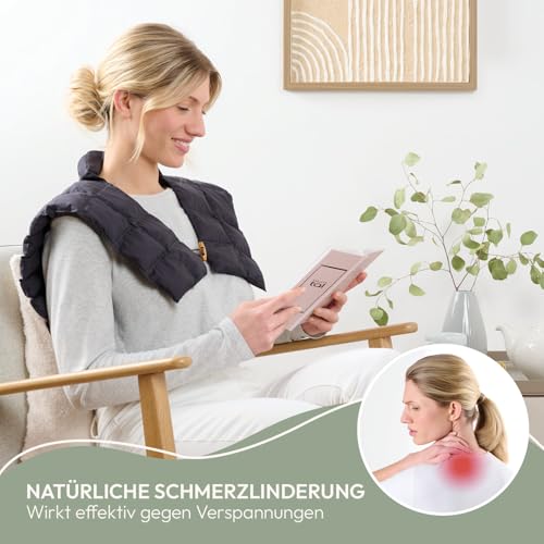 Blumtal Kirschkernkissen - Körnerkissen mit 100% Kirschkern-Füllung - Körnerkissen Mikrowelle mit OEKO-TEX zertifiziertem 100% Baumwoll-Bezug - Kissen Nacken - Wärmekissen Nacken Schulter - Anthrazit