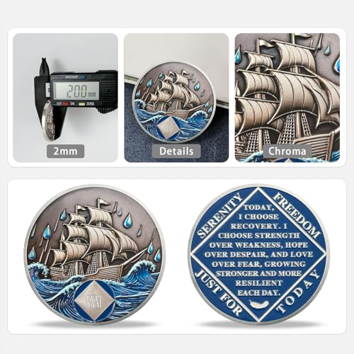 Image of NA Sobriety Coin - NA Medallions with Sailing Ship and Ocean Sobriety Chips NA Coins - Ideal Narcotics Anonymous Gifts for Men & Women Celebrating Recovery and Living Clean (31 Year)