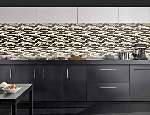 Yipscazo Peel and Stick Backsplash Tile for Kitchen, Kitchen Backsplash Peel and Stick in Beige (5 Sheets 10"x10") - Thumbnail 7