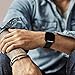 KADES Leather Band Replacement Strap Compatible with Fitbit Versa 2/SE/Lite Smartwatch for Women & Men (Black Band+Black Buckle)