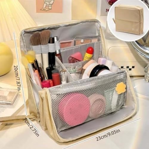 Glownest Cosmetic Bag, Glow Nest Cosmetic Bag, Standing Makeup Bag Portable, Large Capacity, Stand Up Make Up Bag, Vertical Makeup Organizer Bags, Dry & Wet Separation (Pink - B)3