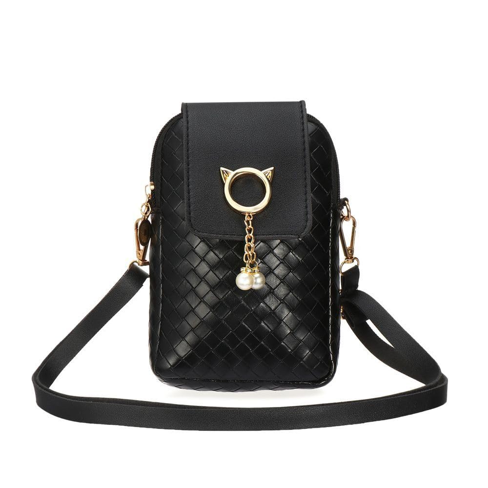 RENVA Mobile Phone Bag Womens Shoulder Messenger Side Purse Mini Crossbody Bags for Teens, Girls, Ladies (BLACK) (B0D78ZFVLK) Amazon Price History, Amazon Price Tracker