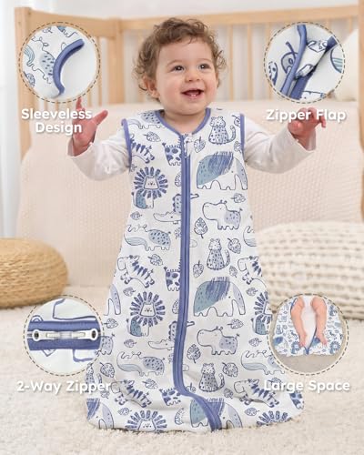 Image of Yoofoss Baby Sleep Sack 0-6 Months, 1.5 Tog Baby Wearable Blanket with 2-Way Zipper, 100% Cotton Organic Fabric Winter Infant Sleeping Sack, Warm Soft Comfy