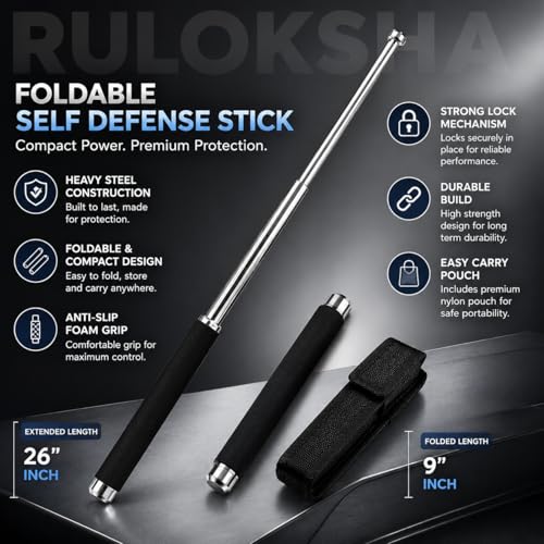 Image of Foldable Extendable Pointer Stick - Premium Stainless Steel Wand with Anti-Slip Grip, Comfortable Grip & Hiking Stick, Extendable Compact Storage & Easy Carry (Pack - 1)