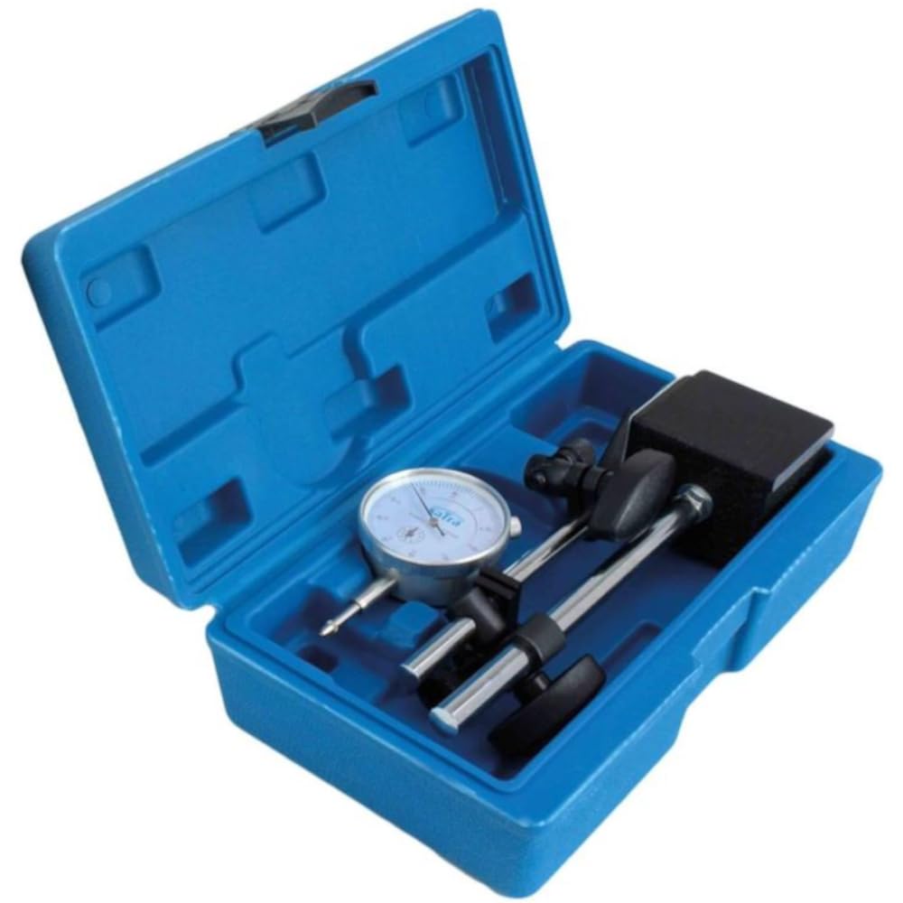Reloj Comparador con Soporte Magnético Profesional SIO – Medición Precisa 0,01 mm – Base Magnética Ajustable y Reloj de Alta Precisión para Mecanizado e Industria