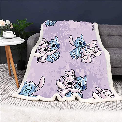 Bfrdollf Lilo und Stitch Couverture en flanelle pour enfants et adultes - Stitch - Couvre-lit - 6,100 x 140 cm Cover