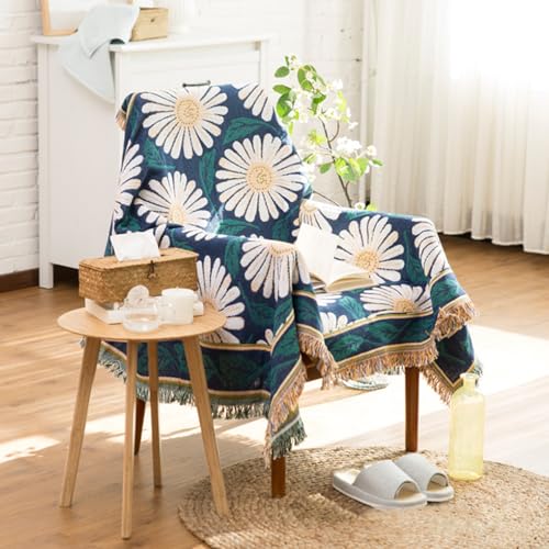 LumiSyne Cotton Woven Throw Blanket With Tassel Double-Sided Jacquard Bohemian Geometric Pattern Vintage Ethnic Style Decorative Throws For Sofa Bed Armchair Camping Blanket Tapestry Tablecloth Carpet