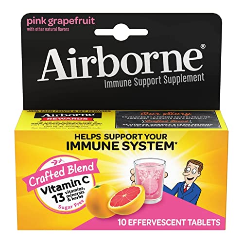 Airborne Pink Grapefruit Effervescent Tablets, 10 count - 1000mg of Vitamin C - Immune Support Supplement (Packaging May Vary) ( Pack of 3),10 Count (Pack of 3) Airborne Pink Grapefruit Effervescent Tablets, 10 count - 1000mg of Vitamin C - Immune Support Supplement (Packaging May Vary) ( Pack of 3),10 Count (Pack of 3)