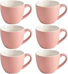 homEdge Mini Procelain Espresso Cup, 3 Ounces / 90 ml Tiny Coffee Mugs Demitasse for Espresso, Tea- Set of 6, Pink