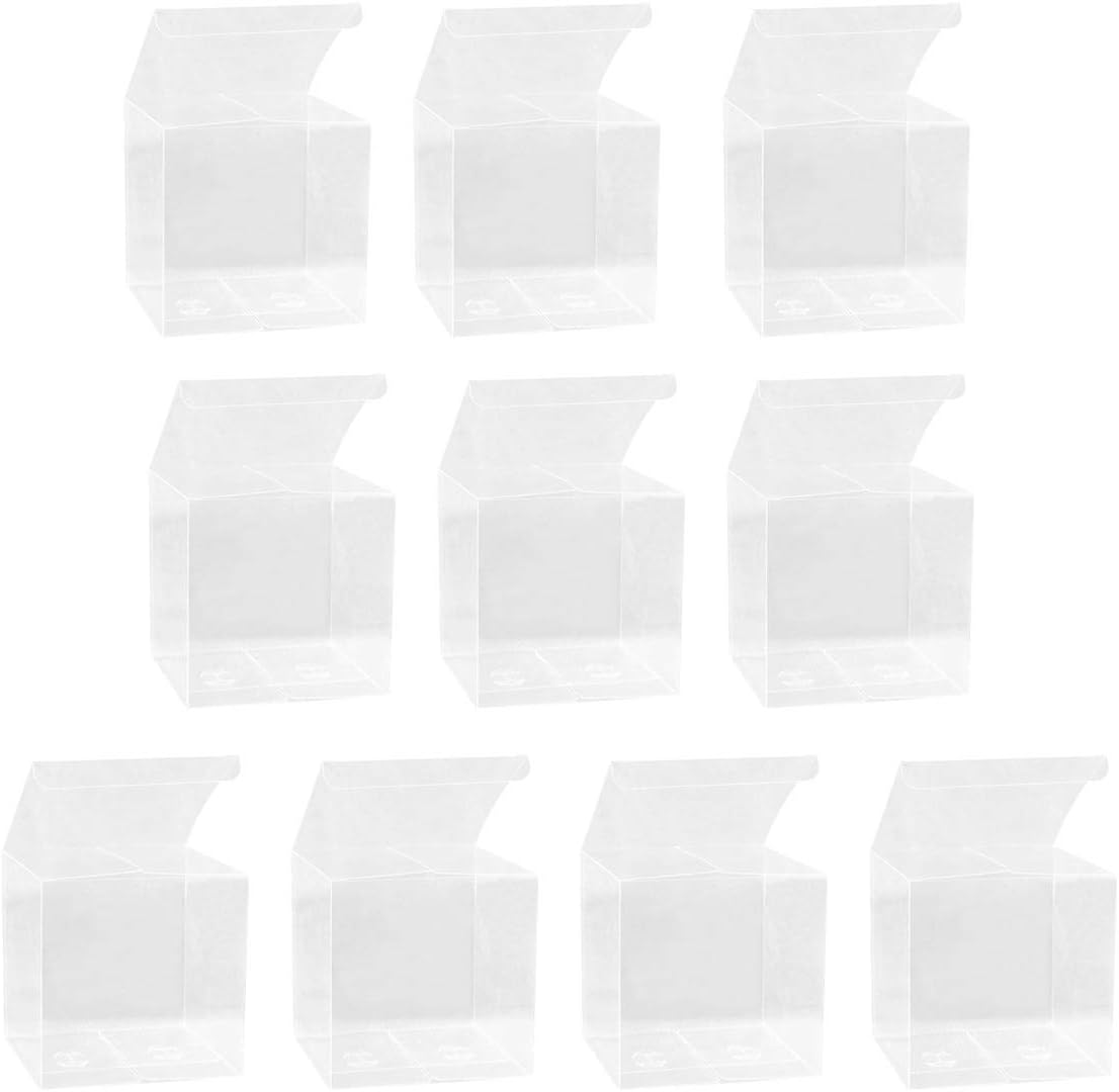 ROSENICE 50PCS Plastic Clear Packing Boxes Transparent Candy Apple Box for Wedding Party Baby Shower Favors (5 x 5 x 5cm)