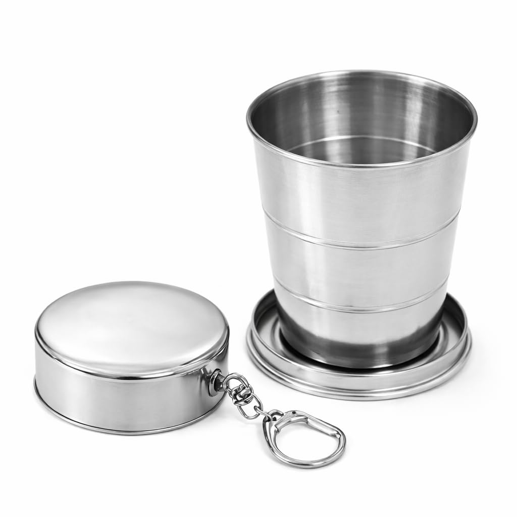 Pickliin Collapsible Stainless Steel Camping Cup with Lid & Carabiner – Foldable Travel Mug for Hiking, Backpacking & Outdoor Adventures – Compact Portable Metal Drinking Cup-picture-27