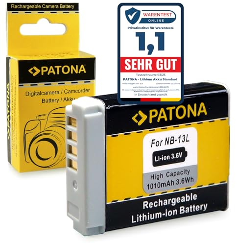 PATONA NB-13L Batterie de Rechange 1010mAh / 3,6V / 3,6Wh Compatible avec Canon NB13L PowerShot SX620 SX720 SX730 SX740 G1X Mark II G5X G7X G9X LEGRIA VIXIA Mini X