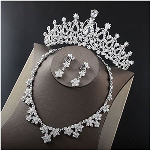 Sale Noble Crystal Bridal Jewelry Sets Hotsale Silver Fashion Wedding Jewelry Tiara Necklace Earrings For Brides Bridesmaids Fig11