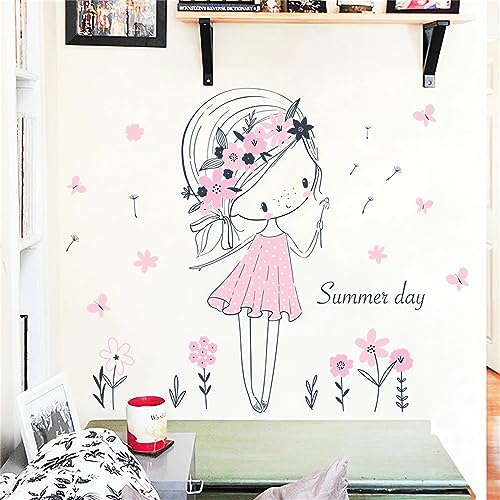 Vinilo Decorativo Pale Pink Dandelion Girl 24.8”x29.5”