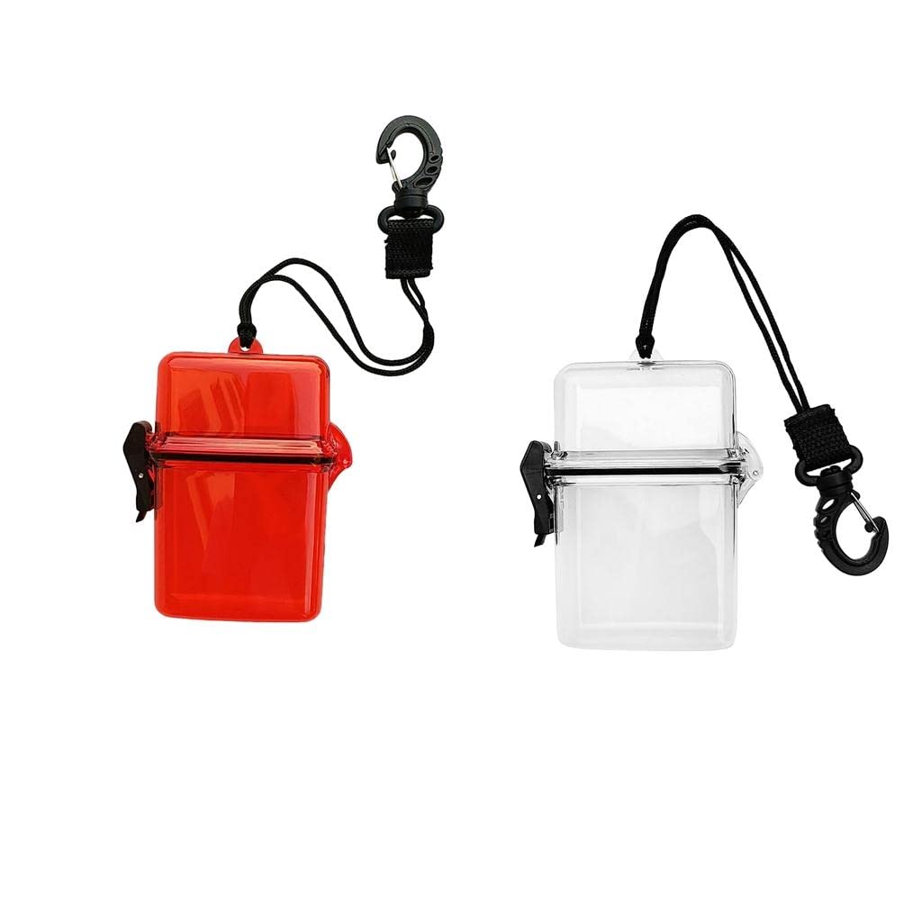 UJEAVETTE® Waterproof Dry Box Container Clip for Scuba Diving Snorkel Surf Kayak Clear