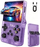 Handheld Retro Spielkonsole 3,5 Zoll IPS HD Bildschirm, Tragbare Retro Konsole mit Dual Joystick, Klassische Videospiele, Portable Spielekonsole für Zuhause und Unterwegs (Rauchlila)