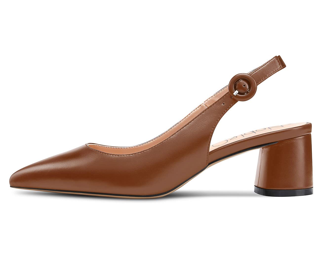 NobleOnly Scarpe con Tacco Donna Medio Blocco con Cinturino Regolabile Slip-on Punta Appuntito Sandali Pumps