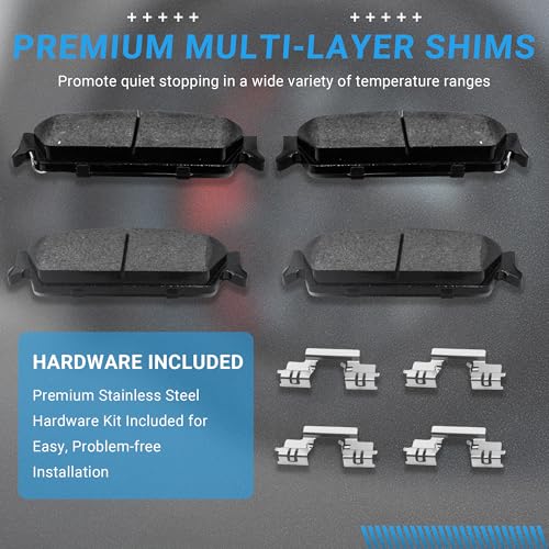 Image of Brake Pads Rear Set Compatible with Cadillac Escalade, Chevy Avalanche Silverado Suburban 1500 Tahoe, GMC Sierra 1500 GMC Yukon Automotive Replacement Rear Brakes Semi-Metallic D1194