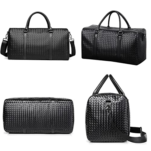 Woven PU Leather Weekender Bag
