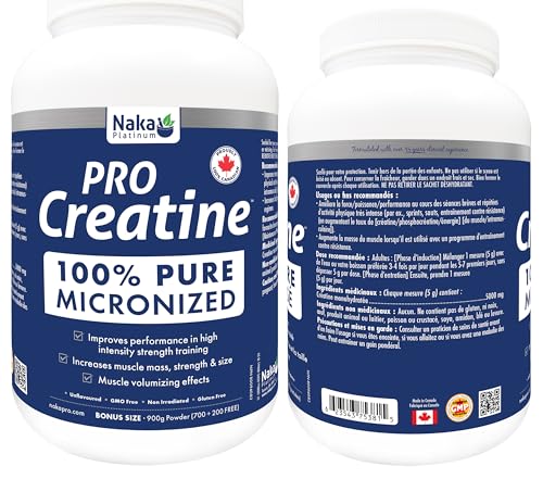 Naka Creatine 100% Pure Micronized Powder - Supplement for Muscle Growth, Increased Strength, Enhanced Energy and Improved Athletic/Sports Performance (900g)