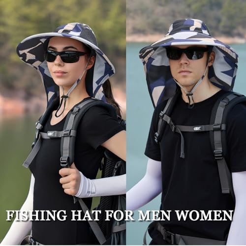 Image of ZOORON Women's Ponytail Safari Sun Hat, UPF 50+ Wide Brim Outdoor Bucket Hat with Chin Drawstring Strap,Fishing Hat
