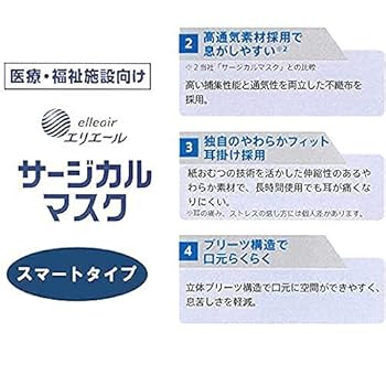 バリエール　ウイルス対策マスク　Mサイズ　大人用　50枚　日本製 Amazon.co.jp: バリエール マスク 日本製 不織布 個包装 抗