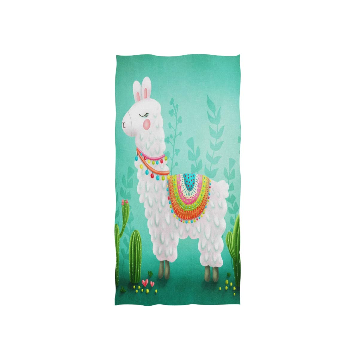 Linomo Girls Hand Towel Animal Llama Alpaca Cactus Towel Cotton Face Towel Dish Towel For Kids Boys Adult